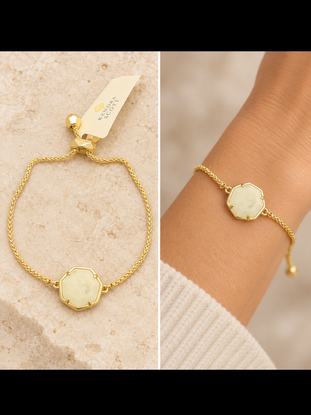 Kendra Scott Gold-Plated Octagon Mother-of-Pearl Adjustable Bracelet